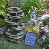 Solar Rock Cascading Fountain Outdoor Garden Water Feature LED Statue Decoration