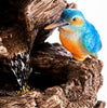 Serenity Cascading Tree Trunk Water Feature with Kingfisher Garden Fountain LED