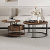 Set of 2 Nesting Coffee Tables Round Stacking Sofa Side Tables for Living Room