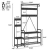 Hall Tree w/Bench,10 Hooks,Shoe Storage,Freestanding Coat Rack for Hallway,Black