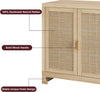 Wooden Sideboard Buffet Storage Cabinet Kitchen Cupboard with 4 Rattan Doors