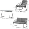 Four-Piece Rattan Strong Panel Outdoor Sofa Set - Grey