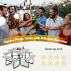 8-Person Outdoor Portable Picnic Table Bench Set w/Umbrella Hole & 4 Benches