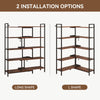 5 Tier Expandable Corner Bookshelf Wooden Storage Rack Display Shelf Bookcase