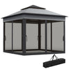 3 x 3(m) Pop Up Gazebo Tent with Netting, Height Adjustable, Grey
