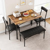 Brown Dining Table Set for 4 with Bench & 2 Upholstered Chairs,Kitchen Table Set