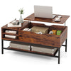 Lift Top Coffee Table with Hidden Compartment & Removable Storage Shelf（Brown）