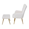 Modern Accent Chair with Footstool Set Upholstered Boucle Padded Seat Metal Legs