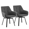 2x Grey Swivel Dining Chairs Faux Leather Padded Seat Dining Room Chair Modern