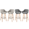 2 PCs Upholstered Fabric Bucket Seat Bar Stools w/ Solid Wood Legs