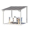 Aluminium Lean-To Gazebo, Wall-Mounted Hardtop Roof Pergola for Garden & Patio
