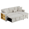 Corner Sofa Bed 3 Seater Sofa with Storage & Bed Function for Small Space, Beige