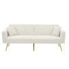 Fabric Sofa Bed Love Seat Sofa Settee Couch with Metal Legs & Cushions White