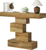 Rustic Oak Console Table with Geometric Base, Slim 108cm Sofa Hallway Table