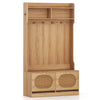 4-In-1 Hall Tree Entryway Bench with Coat Rack & Flip Drawers-Natural