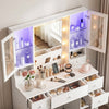 Dressing Table with 7 Drawers 4 Door & Charging Socket Makeup Desk Vanity Table