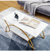 Modern Faux Marble Coffee Table 2-Tier Rectangular Accent Table Chic Cocktail