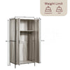 Industrial Wooden Wardrobe With Hanging Rail Shelf Clothes Storage Organiser