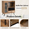 Industrial Storage Cabinet Wooden Cupboard Buffet Sideboard W/ Wine Glass Holder