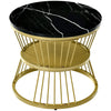 Nesting Coffee Table Set of 2 Marble Effect Side End Table for Living Room Black