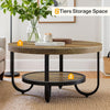 2-Tier Round Coffee Table for Living Room, 31.1-Inch Center Cocktail Tea Table