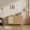 Buffet Storage Cabinet Rattan Door Cupboard Living Room Wooden Shelves Sideboard
