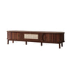 Solid Wood & Rattan TV Stand - Natural Style Cabinet with Doors & Drawers UK
