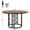 Round Dining Table 4-6 Seater, Rustic Wood Kitchen Dinner Table With Metal Base