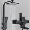 Black EXposed Bathroom Shower Mixer Twin Head Large Bar Set Square Valve System