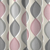 100% Cotton Grey and Blush Pink Geometric Ogee Lined Eyelet Curtains OR Cushions