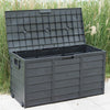 Black 300L Plastic Storage Box Garden Outdoor Shed Utility Cushion Chest Truck