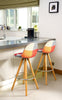 Bar Stools Kitchen Breakfast Chairs Dining Modern Wooden Velvet | Set of 2