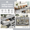 Retro Console Table 146cm Long Rectangular Entryway Sofa Table w/Storage-Grey
