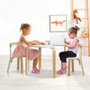 Kids Table and Chairs Set Wooden Children Dinner and Learning Table w/ 2 Chairs