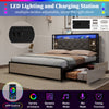 4ft6 Double Bed Metal Bed Frame with Drawers Storage Headboard and LED Lighting