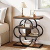 Narrow Side Table, Rustic 4-Tier Small Wooden End Table with Curved Metal Frame