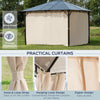 3.6x3(m) Hardtop Gazebo Garden Pavilion w/ Polycarbonate Roof, Brown