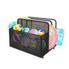 Outdoor Pool Float Storage Box with Wheels, PE Rattan Organizer for Patio & Pool