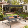 2-in-1 Swing Chair 3 Seater Hammock Cushion Bed Tilt Canopy Garden Dark Grey