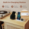 Boho Record Storage Table Record Player Stand w/ Charging Station