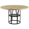 Round Dining Table for 4-6 People, 120cm Farmhouse Wooden Kitchen Dinner Table.