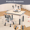 Kids Table and 4 Chairs Set, Height Adjustable Toddler Multi-Activity Art Table