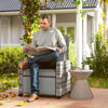 Rattan Garden Recliner Chair Sun Lounger Flip Table Footrest Outdoor Armchair