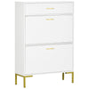 Shoe Storage Cupboard with 2 Flip Doors and Sliding out Drawer, White