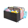 Outdoor Pool Float Storage Box with Wheels, PE Rattan Organizer for Patio & Pool