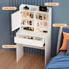 White Dressing Table Makeup Desk with Hidden Storage Mirror Shelf Large Ftujcbqz