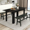 Extendable Dining Table Modern Kitchen Table w/ L-shaped Legs Black
