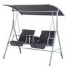 2 Seater Garden Swing Chair w/ Tilting Canopy, Drink Tray & Storage Bag, Grey