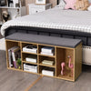 Wooden Shoe Bench Shoe Storage Rack Cabinet Organizer Seat Cushion-Natural