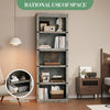 5 Tier Farmhouse Bookcase,Wooden Open Bookshelf Display Storage,Gray/Brown/White